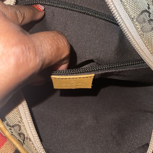 GUCCI GG Canvas Sherry Line Tote Bag Beige Red GUC - Picture 12 of 15